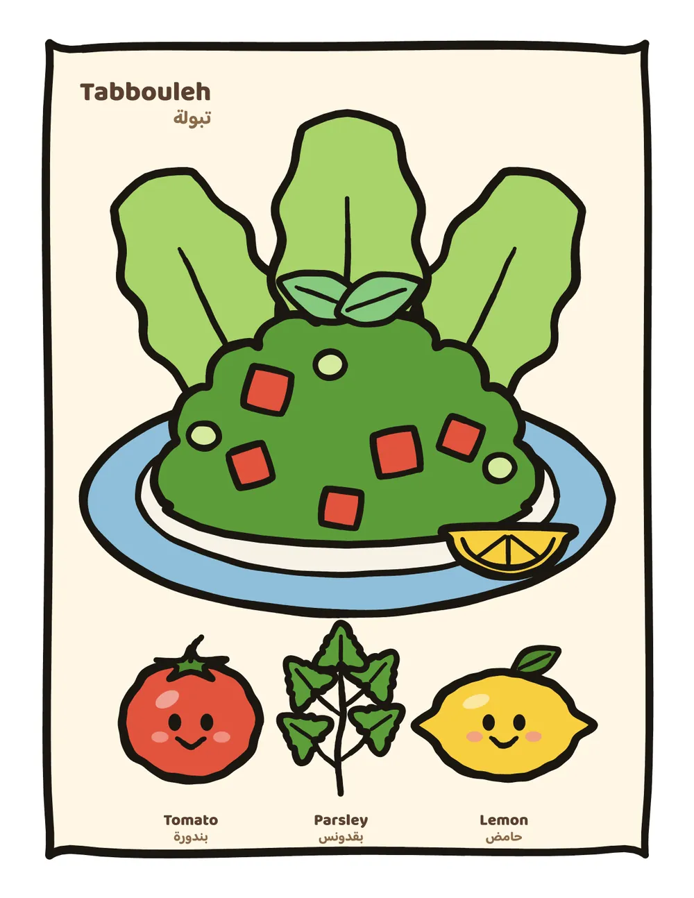 Tabbouleh color guide page